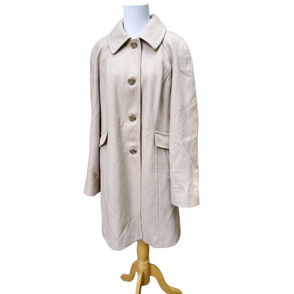 London Fog Tan Wool Blend Pea Coat Trench Size XL - Picture 7 of 15